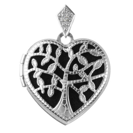 Sterling Silver Locket Heart Shaped Tree Of Life Design