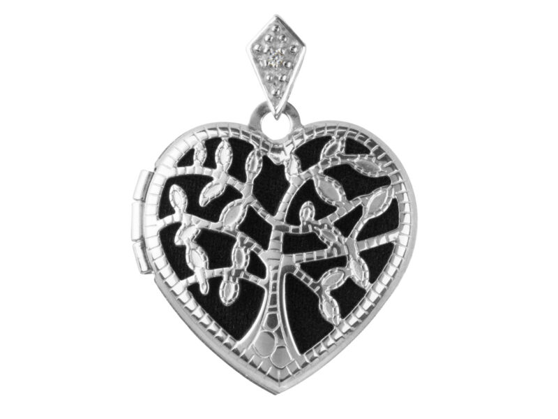 Sterling Silver Locket Heart Shaped Tree Of Life Design