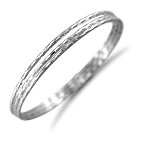 Sterling Silver 3 Strand Diamond Cut Slave Bangle