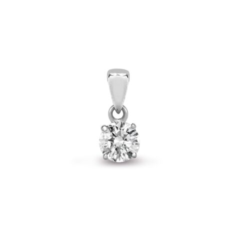 18ct White Gold 4-Claw Natural Diamond Solitaire Pendant