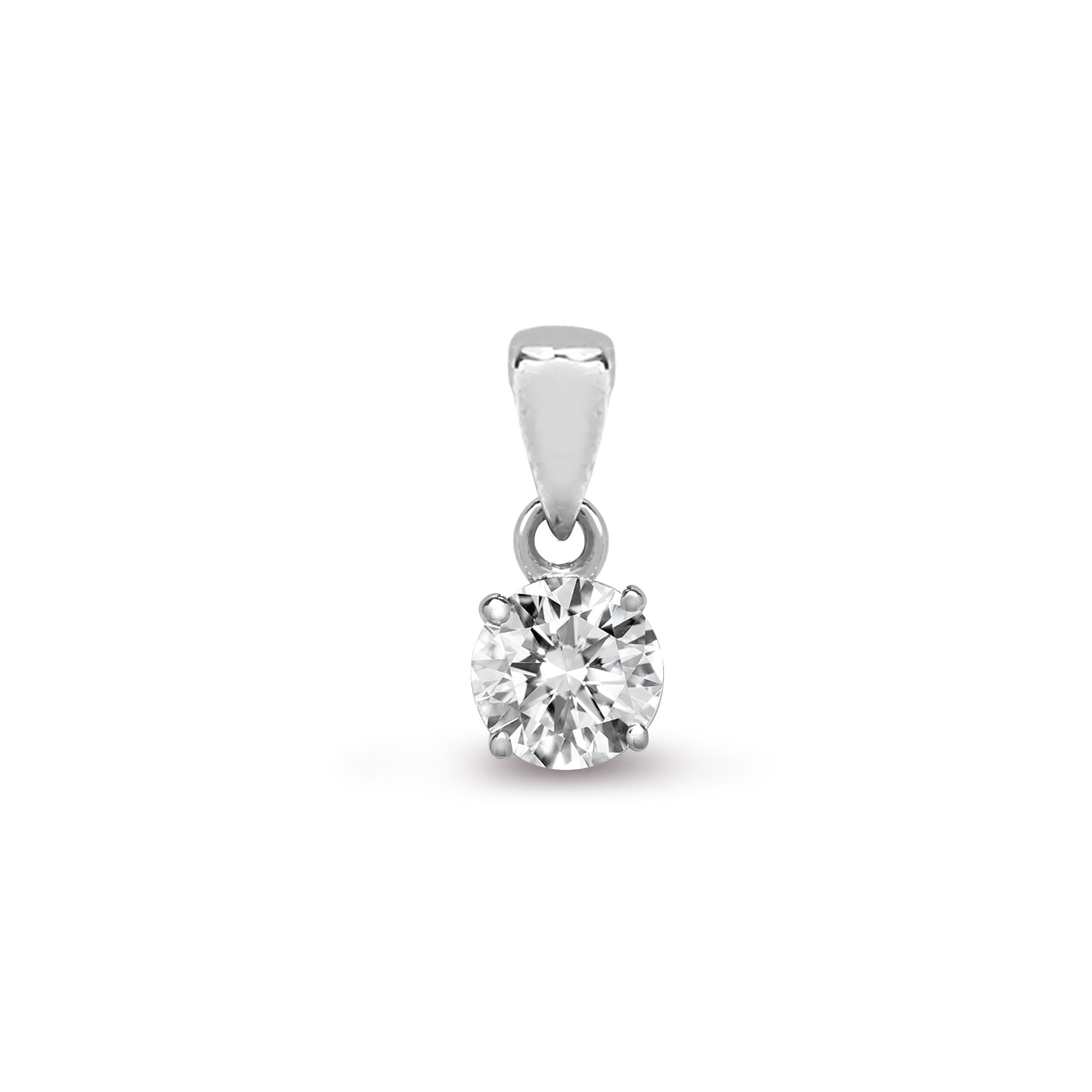 18ct White Gold 4-Claw Natural Diamond Solitaire Pendant - Image 5