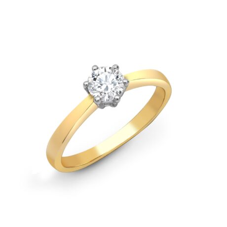 18ct Gold 6-Claw Natural Diamond Solitaire Engagement Ring