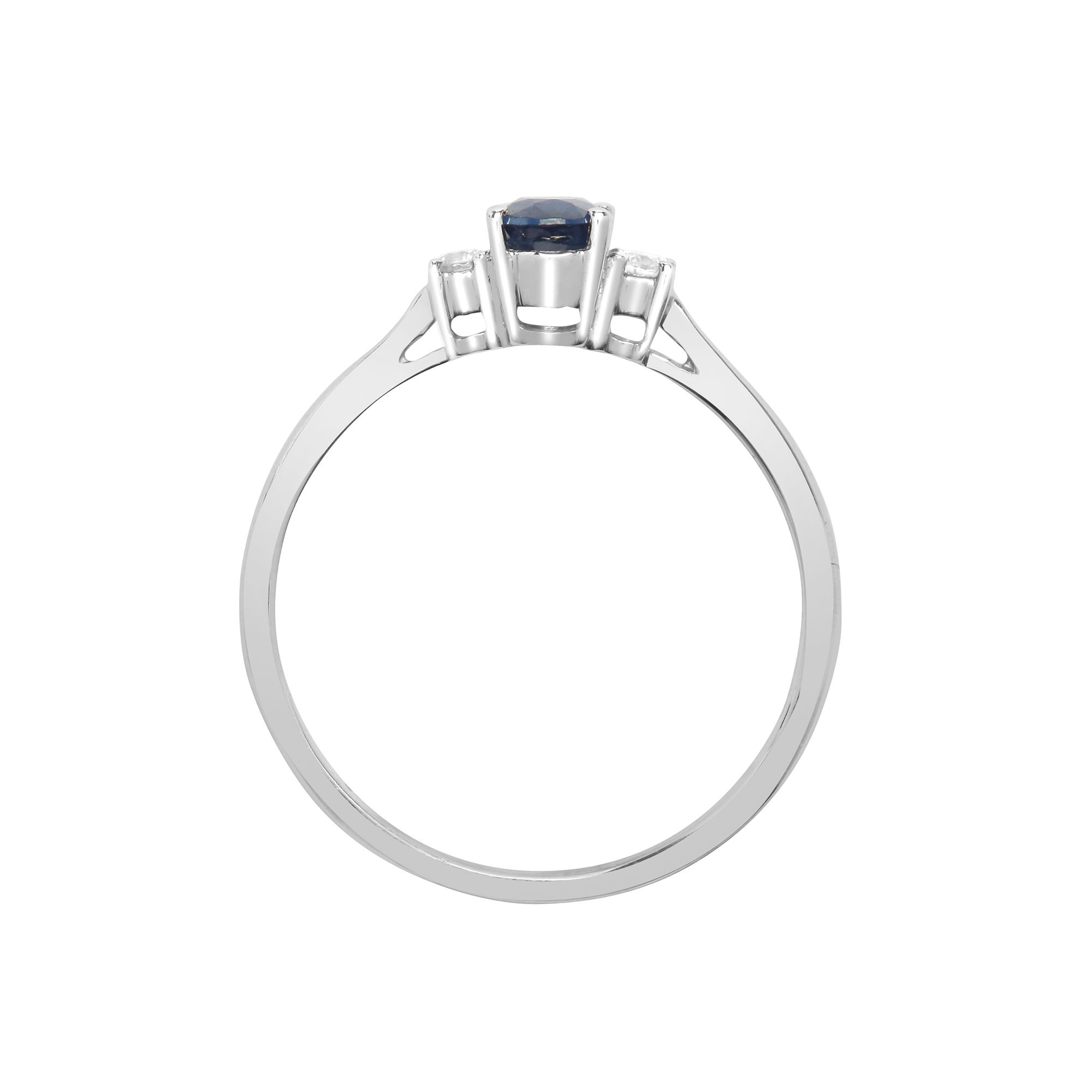 18ct White Gold Natural Diamond And Sapphire 3 Stone Ring - Image 2