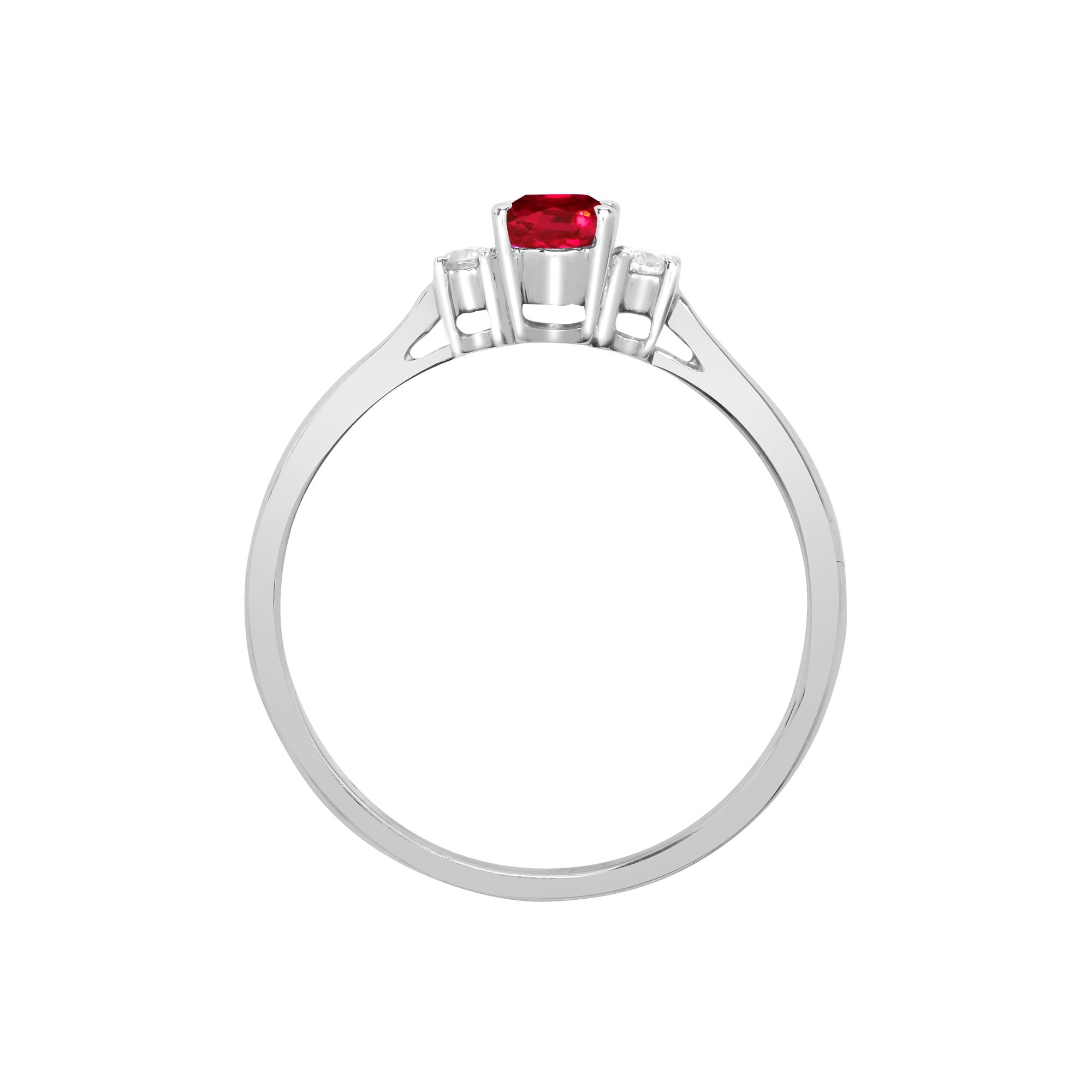 18ct White Gold Natural Diamond And Ruby And 3 Stone Ring - Image 2