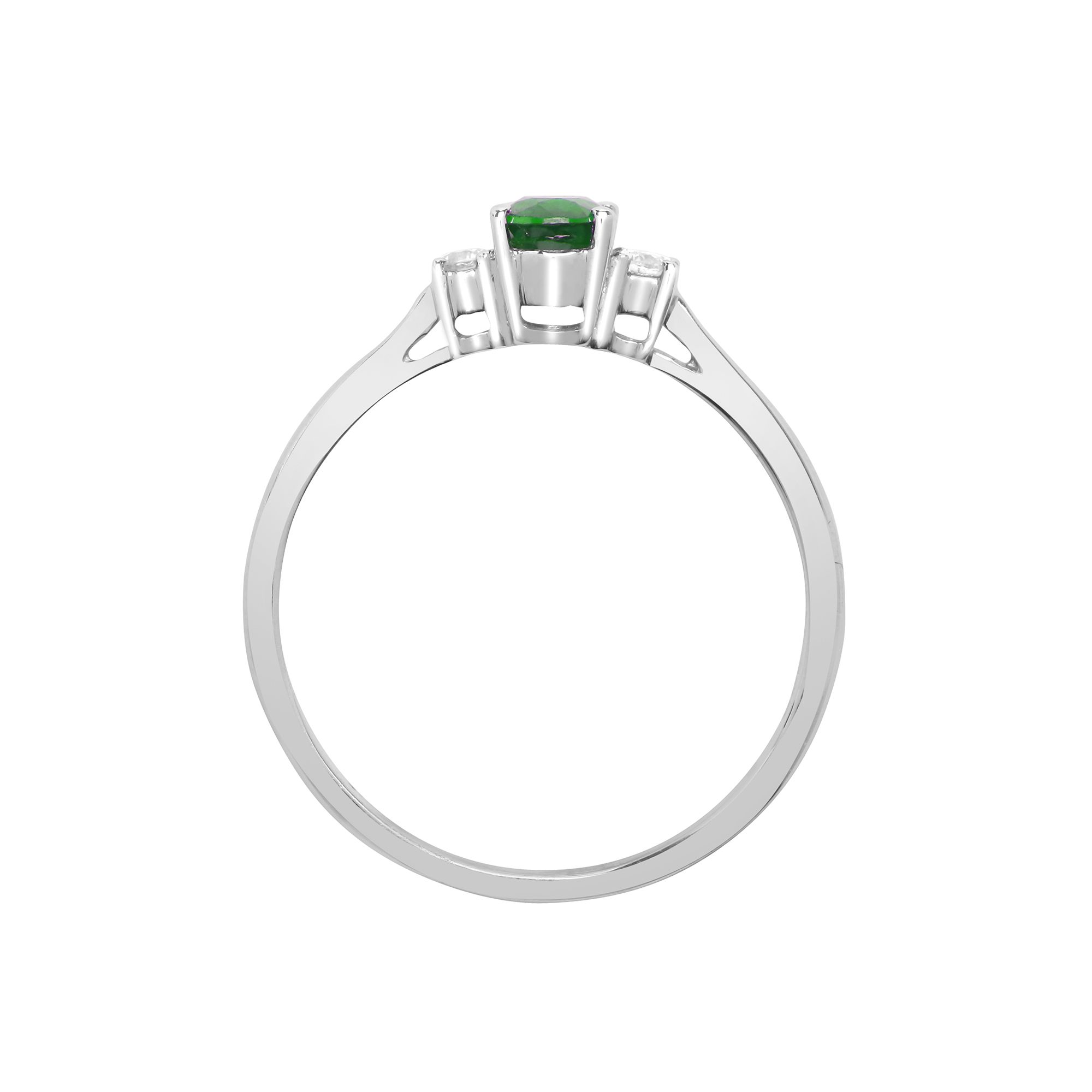 18ct White Gold Natural Diamond And Emerald And 3 Stone Ring - Image 2