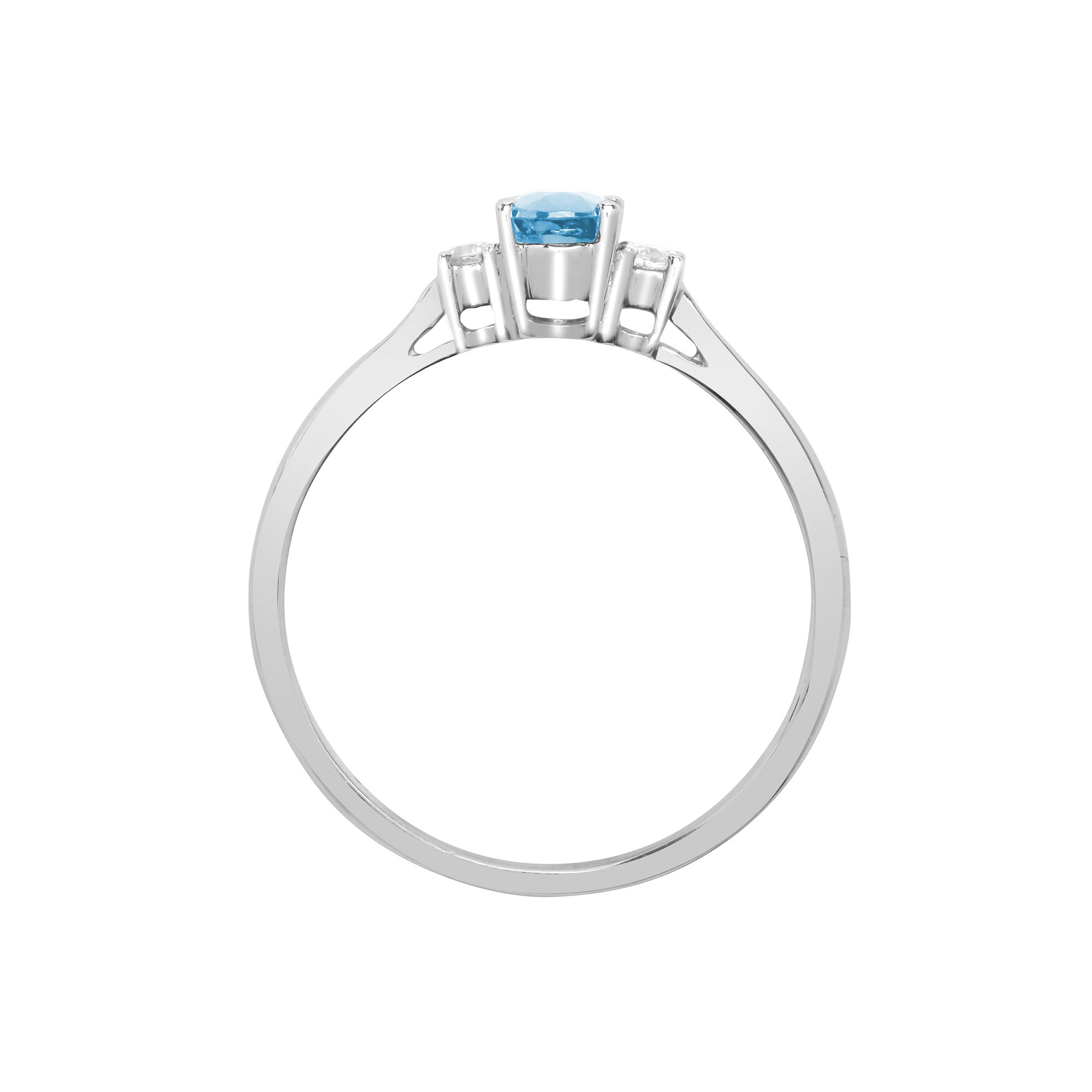 18ct White Gold Natural Diamond And Aqua-Marine And 3 Stone Ring - Image 2
