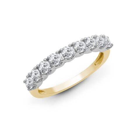 18ct Yellow & White Gold 9-Stone Claw-Set Half Eternity Ring
