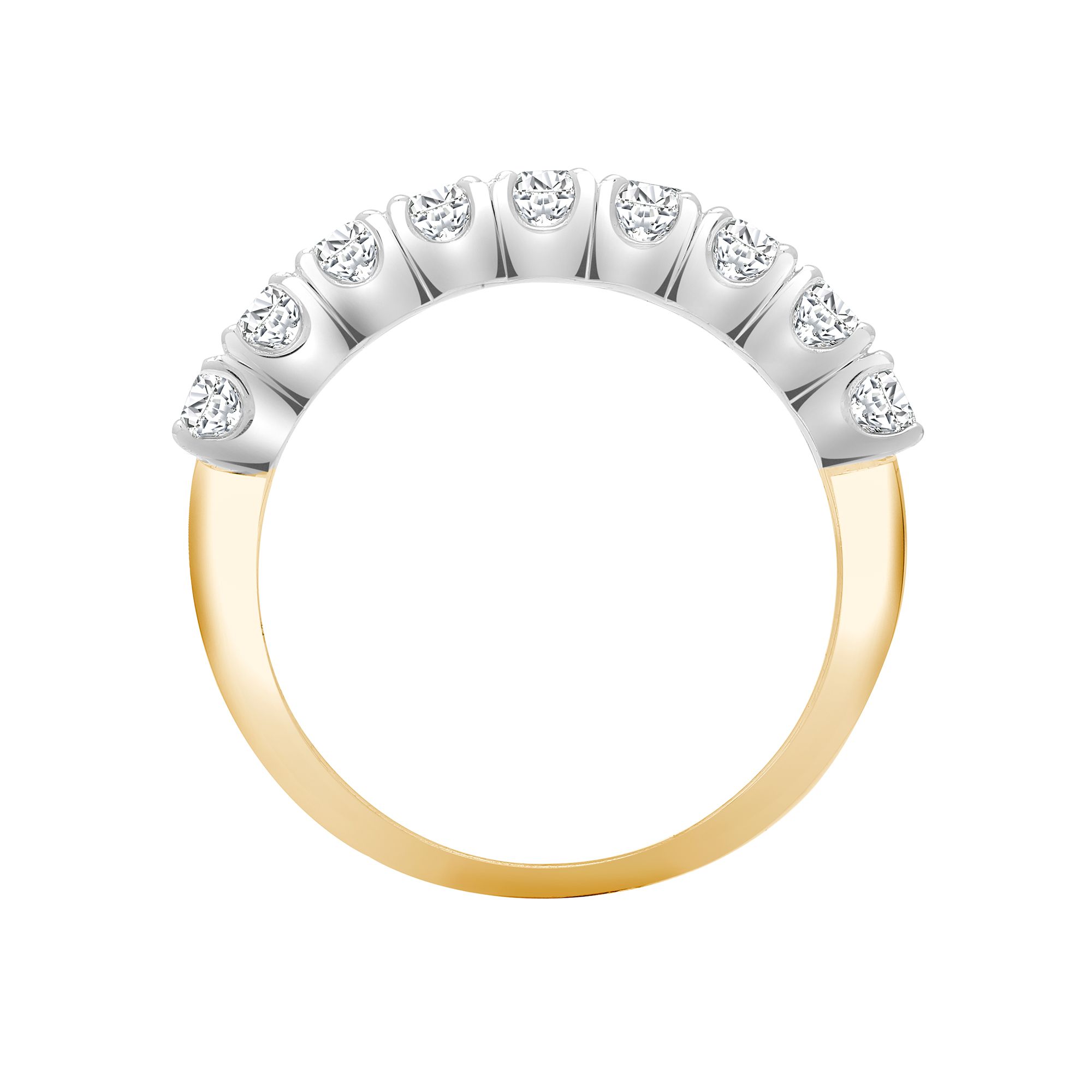 18ct Yellow & White Gold 9-Stone Claw-Set Half Eternity Ring - Image 2