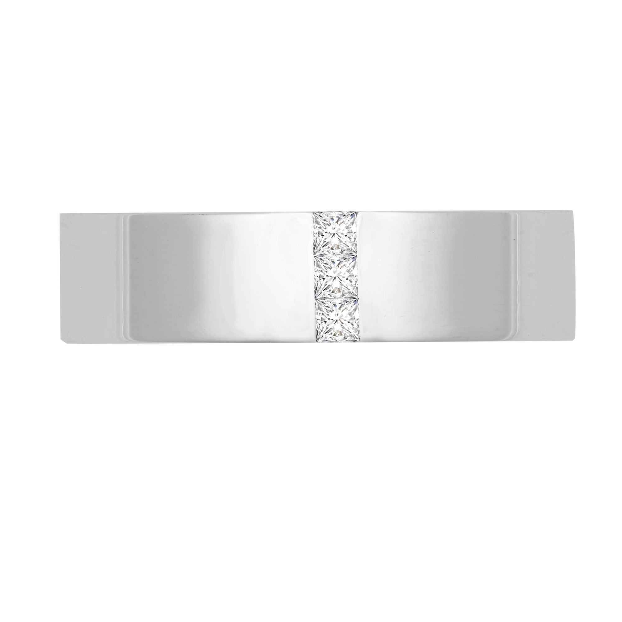 18ct White Gold Natural Diamond Rubover-Set Wedding Ring - Image 3