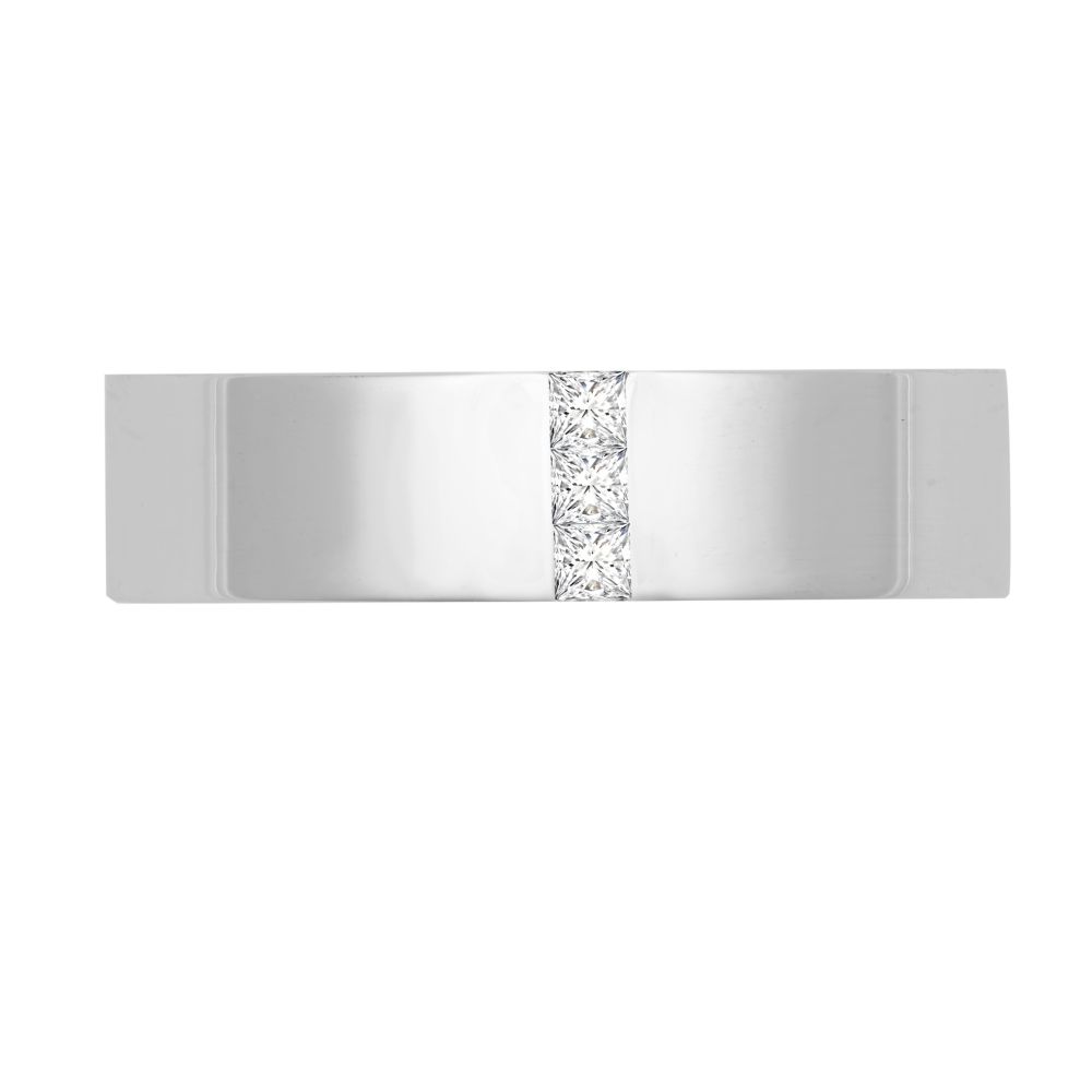 18ct White Gold Natural Diamond Rubover-Set Wedding Ring - Image 4