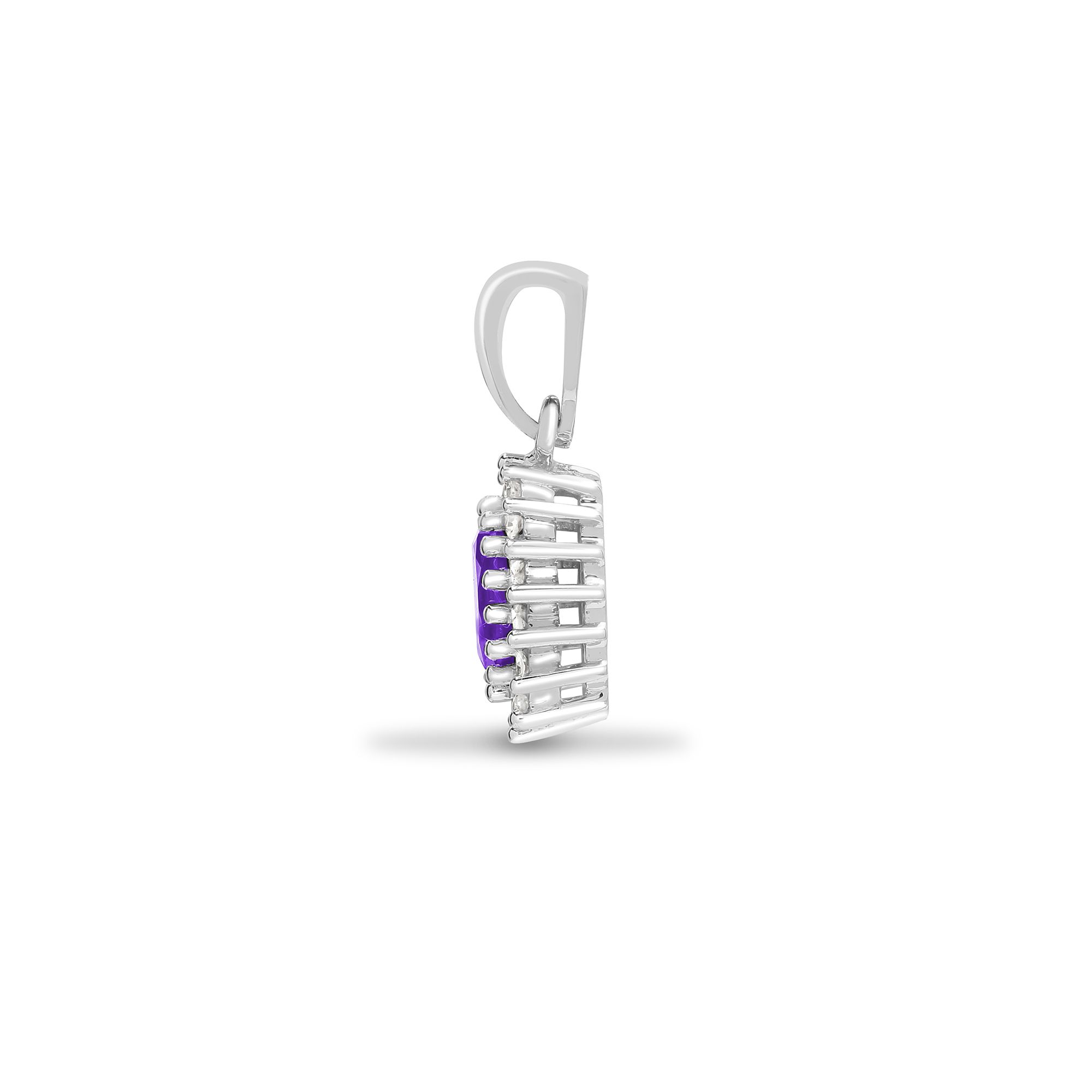 9ct White Gold Natural Diamond And Amethyst Pendant - Image 2