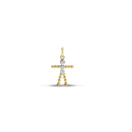 9ct Yellow Gold Natural Diamond Corn Dolly Figure Pendant