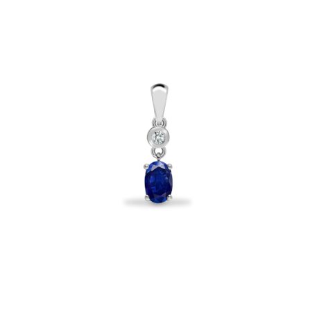 9ct White 0.04ct Diamond 0.65ct Sapphire Drop Pendant
