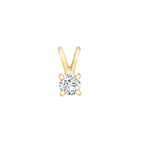 9ct Yellow Gold 4-Claw Natural Diamond Solitaire Pendant