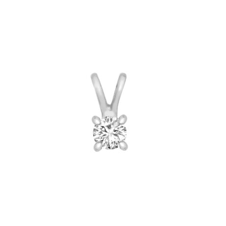 9ct White Gold 4-Claw Natural Diamond Solitaire Pendant