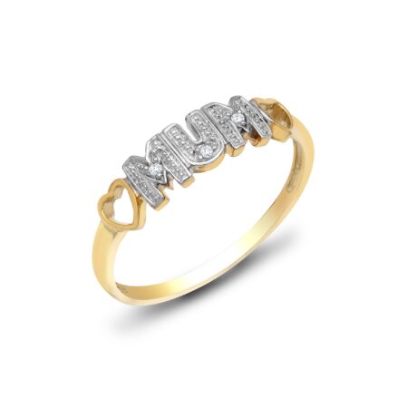 9ct Yellow Gold Natural Diamond 'Mum' Ring – 9R535