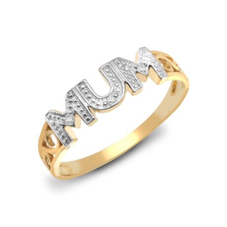 9ct Yellow Gold Natural Diamond 'Mum' Ring – 9R536