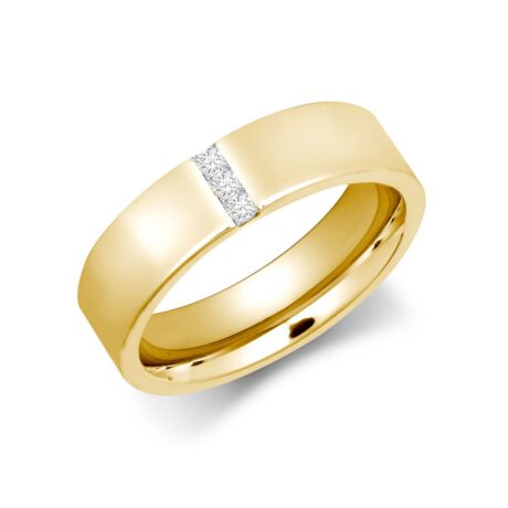 9ct Yellow Gold Natural Diamond Rubover-Set Wedding Ring