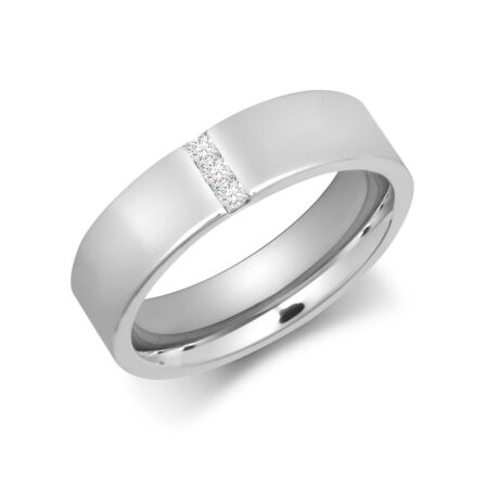 9ct White Gold Natural Diamond Rubover-Set Wedding Ring