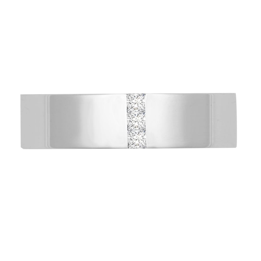 9ct White Gold Natural Diamond Rubover-Set Wedding Ring - Image 3