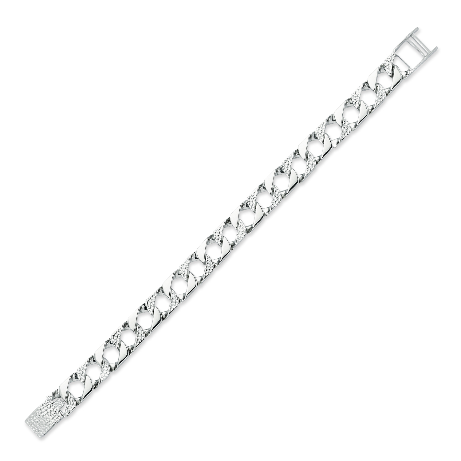 Sterling Silver Lizard Curb Bracelet – 11mm