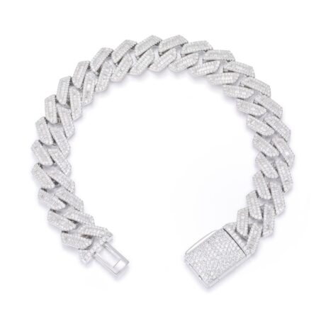 Sterling Silver Baguette CZ Cuban Chain 12.0mm