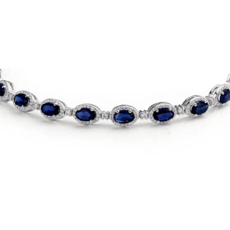 Sterling Silver CZ Sapphire and White Stone Bracelet