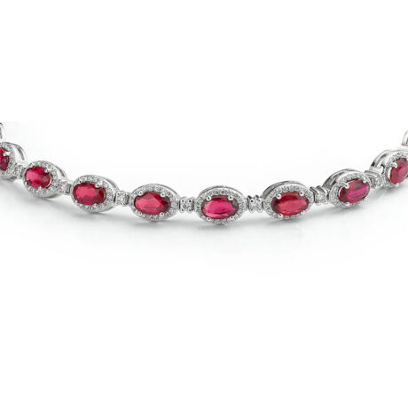 Sterling Silver CZ Ruby and White Stone Bracelet