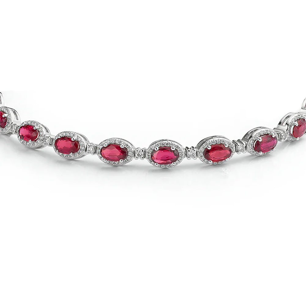 Sterling Silver CZ Ruby and White Stone Bracelet