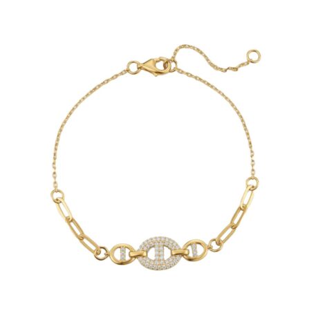 Sterling Silver Gold Plated CZ Link Bracelet