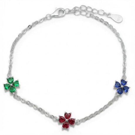 Sterling Silver Mystic Topaz Flower Bracelet