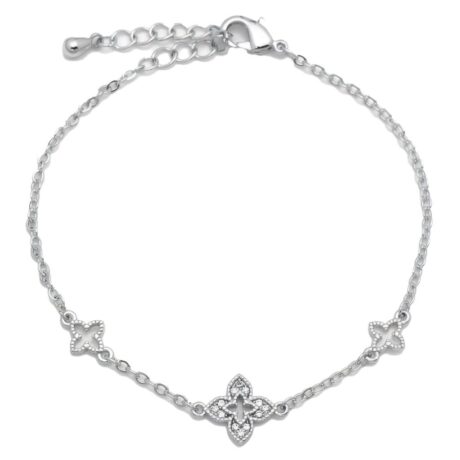 Sterling Silver CZ Clover Bracelet
