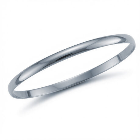 Sterling Silver Rhodium-Plated D-Shape Bangle – 4mm