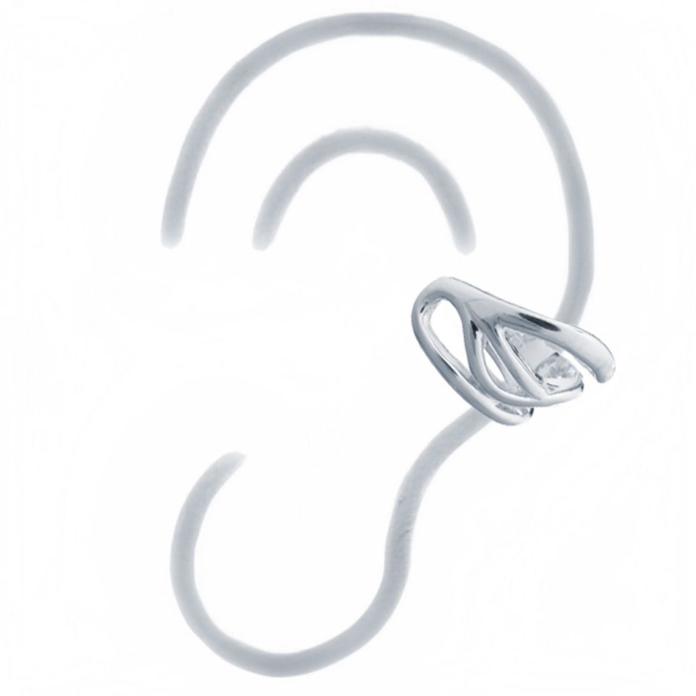 Sterling Silver Pinched Curves Helix Ear Cuff - Image 2