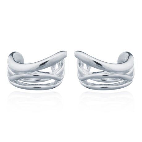 Sterling Silver Pinched Curves Helix Ear Cuff