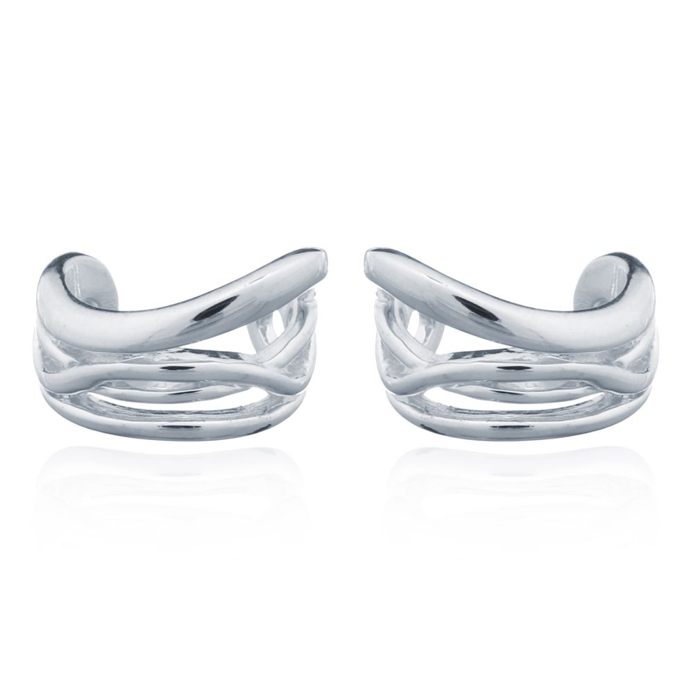 Sterling Silver Pinched Curves Helix Ear Cuff
