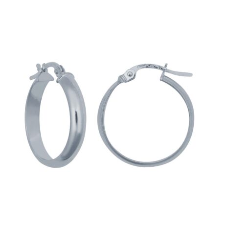 Sterling Silver 4mm Wedding Band Style Hoop Earrings