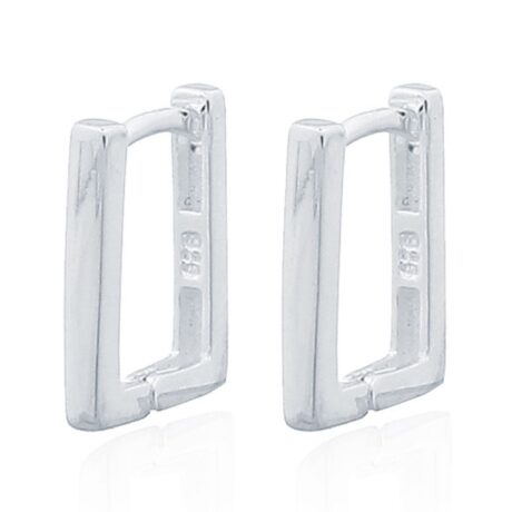 Sterling Silver Rectangular Column Drop Hoop Earrings