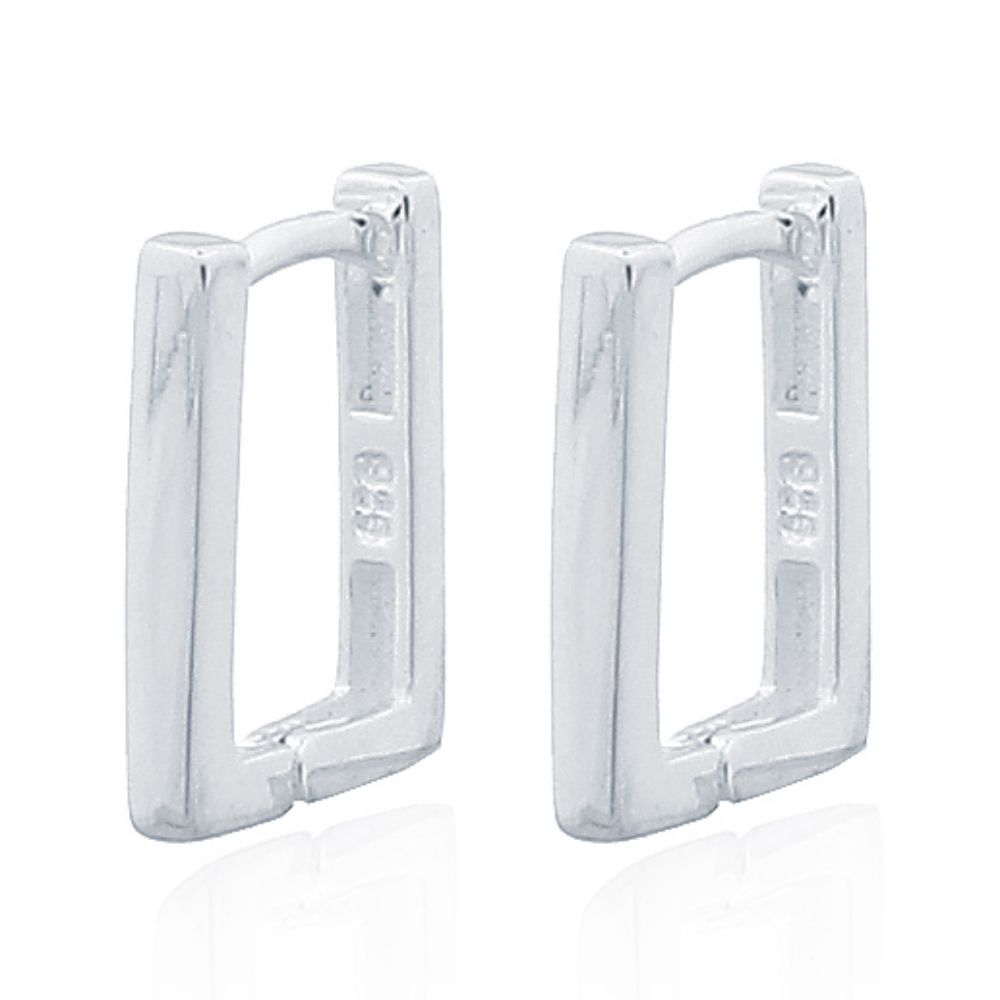 Sterling Silver Rectangular Column Drop Hoop Earrings