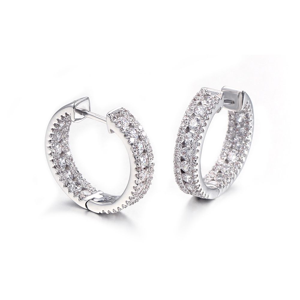 Sterling Silver CZ Inside-Out Eternity Hoop Earrings