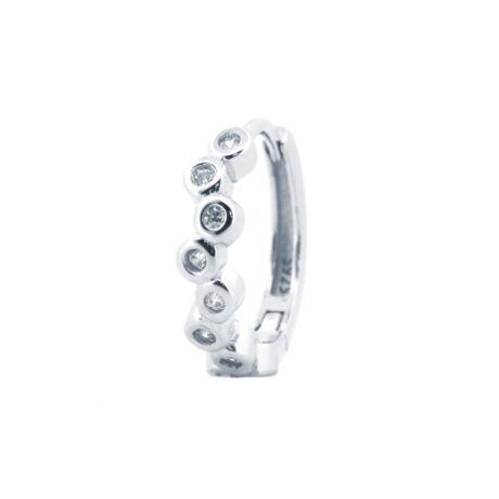 sterling silver cubic zirconia bubble bezel zig zag hoop earrings