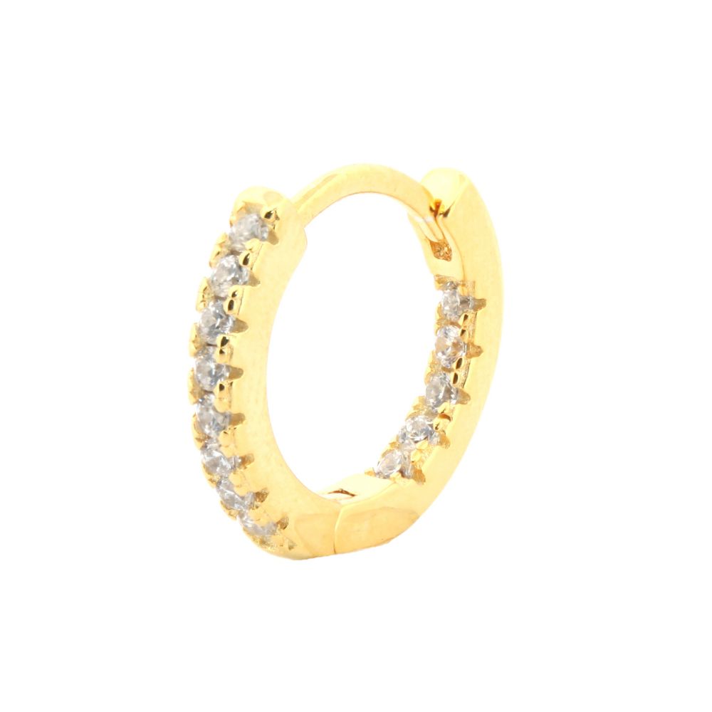 Sterling Silver CZ Inside-Out Pavé Huggie Hoop Earrings - Image 2