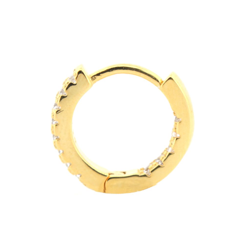 Sterling Silver CZ Inside-Out Pavé Huggie Hoop Earrings - Image 3