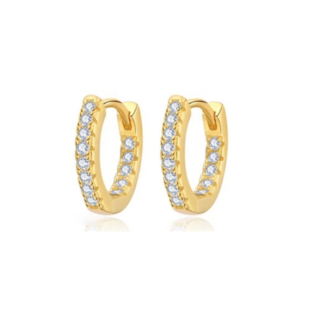 14ct gold-plated sterling silver cubic zirconia inside-out huggie earrings
