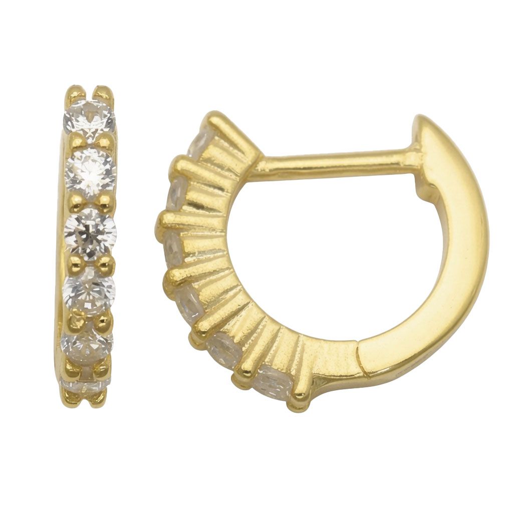 gold plated baguette cubic zirconia hoop earrings