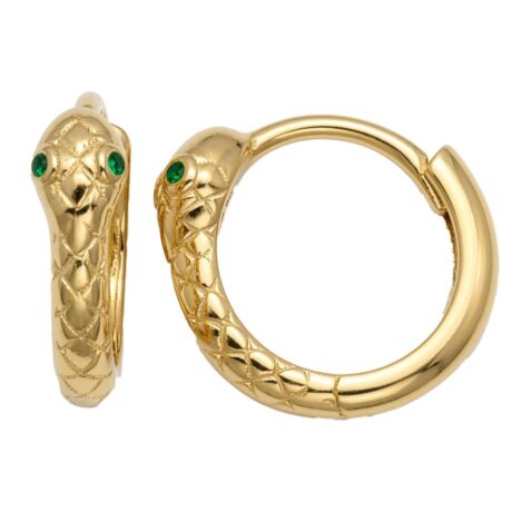 gold plated snake cubic zirconia hoop earrings