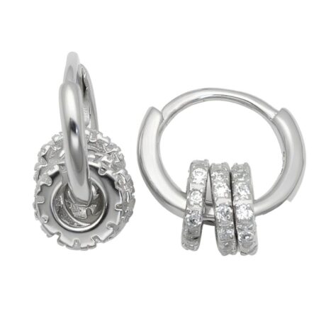 cubic zirconia gear hoop earrings