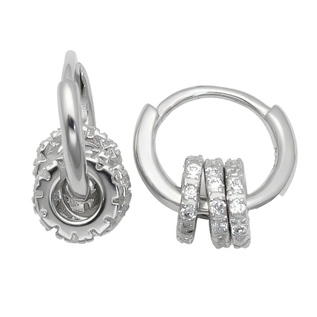 cubic zirconia gear hoop earrings