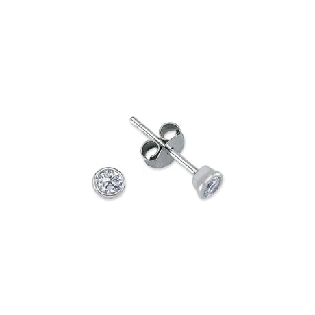 Sterling Silver 4mm CZ Rub Over Stud Earrings