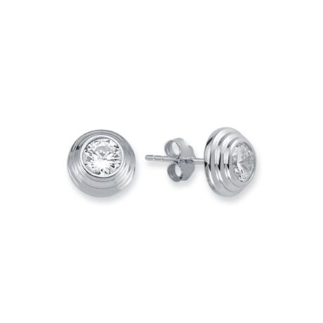 Sterling Silver Tiered Wedding Cake Solitare 4mm CZ Stud Earrings
